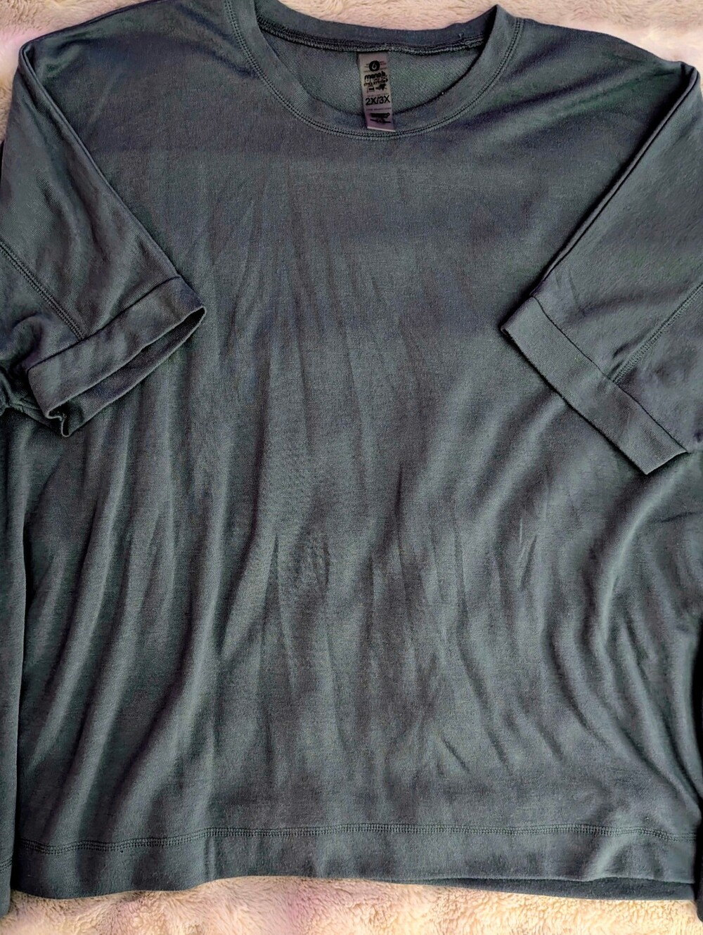 Mono B Oversized Drop-Shoulder Crewneck Top | Blue/Grey | 2X/3X